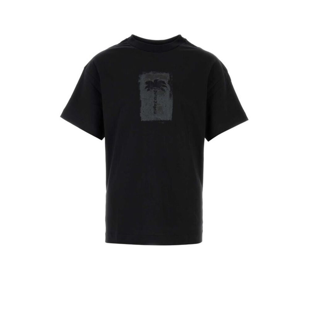 Palm Angels Men Black Cotton T-Shirt